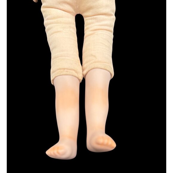 Vintage 1983 LaVerne Bisque Cloth Body Doll With Yellow Hair & Embroidered Dress - Picture 3 of 8